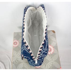 Vintage Cotton Cosmetic Bag Blue Tassel Quilted Pouch Zipper Closure Eco-Friendly Portable Makeup Organizer From Rajasthan - Product Image 4