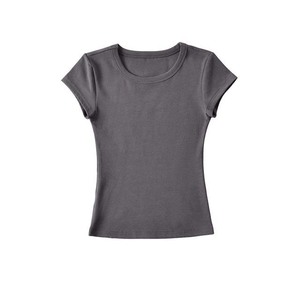 Women's Solid Color Slim Fit Short Sleeve O-Neck Knitted <b>T</b>-<b>Shirt</b> Casual Wear All Seasons - Product Image 4