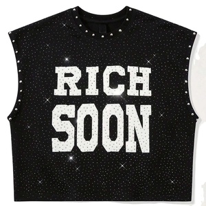เสื้อกล้ามโอเวอร์ไซส์ผู้ชาย ลายกราฟิกสีดำประดับหมุด เสื้อกล้ามพิมพ์ลายกราฟิกนางฟ้า สไตล์ฮิปฮอป สตรีทแวร์ วินเทจ พังก์ - Product Image 3