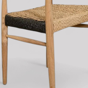 Conjunto de Sillas de Jardín con Asiento y Respaldo de Ratán Tejido a Mano con Estructura de Madera de Teca para Decoración de Muebles del Hogar - Product Image 6