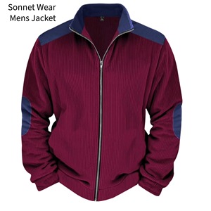 Men's <b>Smart</b> Casual Fleece <b>Jacket</b> with Zip-Up Stand Collar Quick Dry 100% Cotton Washed Finish - Product Image 6