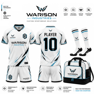 Wholesale Custom Football Kit White Gold Soccer Uniform Set Breathable Quick Dry Soccer Uniform Set With Custom Name And Number - Product Image 6
