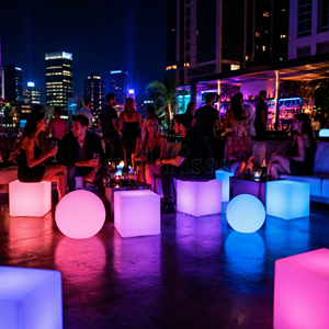 Juego <span class=keywords><strong>de</strong></span> Muebles para Eventos con Luces LED Modernas, Recargables e Impermeables, Cubos Luminosos y Bolas Brillantes para Discotecas, Bodas y Fiestas en Alquiler - Product Image 2
