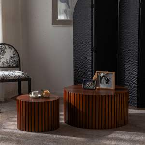 Tavolino rotondo in legno per piccoli spazi appartamenti soggiorno senza necessità di montaggio - Product Image 2