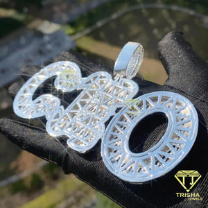 Custom "CEO" Letter Pendant Moissanite Diamond <b>Iced</b> <b>Out</b> Hip Hop Necklace Blue Stone Bling <b>Chain</b> Jewelry Gift - Product Image 4