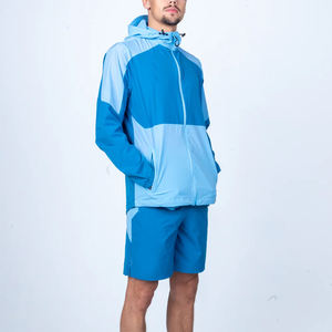 Ensemble coupe-vent personnalisé en polyester/coton avec intérieur en maille, deux pièces, pour homme, automne, imperméable, zippé, jogging, à capuche - Product Image 4