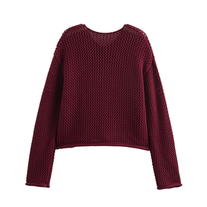 Suéter Rojo para Hombre, Color Sólido, Tejido, con Botones, Estilo Universitario y Escolar, Cuello en V, Manga Larga, Grosor Estándar - Product Image 3