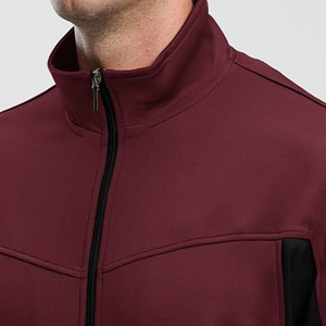 Unisex Burgundy Tracksuit Full Zip Jacket <b>Pants</b> Set Solid Color Turn-<b>down</b> Collar Casual Winter Wear Regular Fit Fleece - Product Image 2