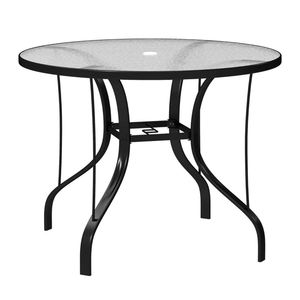 Black Outdoor Dining <b>Table</b> with <b>Umbrella</b> Hole for Terrace or Coffee <b>Table</b> Use - Product Image 5