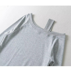 Custom Logo Eco-Friendly Breathable Shoulder Casual <b>Jumper</b> Long Sleeve Slash Neckline Oversized Pullover Tops Sweatshirt Women - Product Image 6