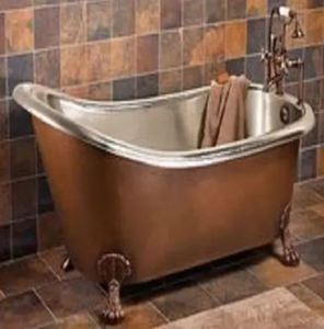 Copper Hammered <b>Bath</b> tub Double Slipper Oil Rubbed Bronze Color Latest Luxury Bathing Copper Hammered <b>Bath</b> tub Double Slipper - Product Image 2