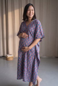 Robe Kaftan de Maternité en Coton Imprimé pour Femme, Coupe Ample, Style Bohème, Robe Longue de Grossesse, Prix de Gros - Product Image 1