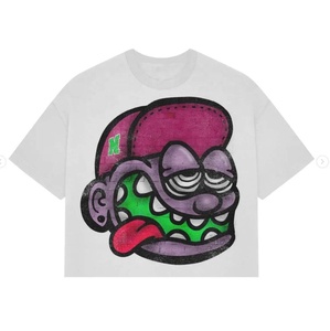 Camisetas de manga corta de verano Y2K para hombre, Camiseta con estampado gráfico de dibujos animados personalizados, camiseta de gran tamaño para hombre recortada Hip Hop Boxy Fit OEM - Product Image 1