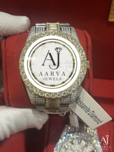 AARVA JEWELS นาฬิกาผู้หญิงหรูหรา โมอิสซาไนต์ กลไกมิโยตะตัวเรือนทองเหลือง สายสแตนเลส 40 มม. อะนาล็อกควอตซ์ - Product Image 5