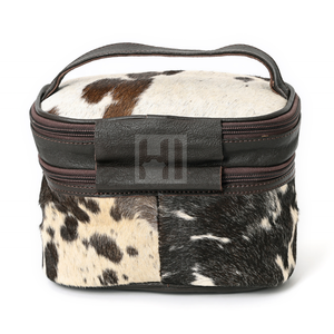 2025 pelo en cuero de vaca bolsa de maquillaje de cuero de lujo bolsa de almacenamiento de joyas con bolsillo personalizado fácil de llevar bolsa de cosméticos portátil - Product Image 3