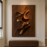 Sculpture murale en bois artisanale pour le salon, décoration murale de luxe, décoration murale abstraite en bois massif