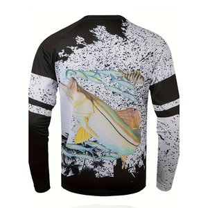 Eco-Friendly Lightweight Men's Fishing T-Shirt Spandex/Polyester Durable Custom Printed Design UPF 50+ <b>Windproof</b> Waterproof - Product Image 2