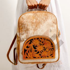 ใหม่ล่าสุดชุดกระเป๋าเป้สะพายหลังหนังวัวขนสัตว์สไตล์ตะวันตกงานแกะสลักมือดีไซน์แฟชั่นสุดฮอตแบบพกพาสำหรับใช้ในฤดูร้อนฤดูหนาว - Product Image 2