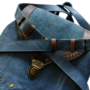 Mochila Portátil de Negocios de Cuero Genuino Azul para Mujer con Solapa de Ante, Forro Lujoso y Herrajes Duraderos - Venta al por Mayor, ¡Gran Oferta! - Product Image 5