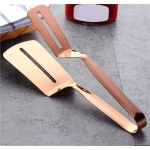 Luxury Rose Gold Metal Kitchen Tongs Non-Stick Food Grade Stainless Steel Steak Tong Slotted Turner Spatula for Cooking <b>BBQ</b> - Product Image 1