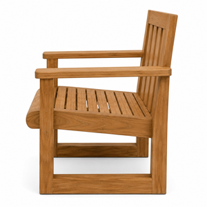 Chaise de jardin moderne en teck massif, durable, écologique, avec larges accoudoirs |   Fauteuil de patio de luxe pour resort |   Imperméable aux intempéries - Product Image 2