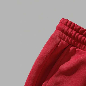 Men's White T-Shirt Red Shorts <b>Set</b> Crew Neck Solid Color <b>Knitted</b> Breathable Casual Summer Outfit Comfortable Fabric - Product Image 3