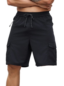 Short cargo uni de coupe régulière pour homme avec cordon de serrage et grandes poches, décontracté au quotidien, course à pied, multi-scène - Product Image 3
