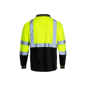 เสื้อโปโลสะท้อนแสงแขนยาวสีเหลืองมองเห็นได้ชัดเจนสำหรับผู้ชาย ผ้าโพลีเอสเตอร์ผสมคอตตอน ใส่ได้ทุกฤดู เหมาะสำหรับยูนิฟอร์ม ชุดทำงาน ชุดรปภ. - Product Image 6