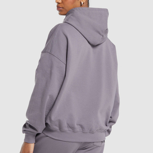 Custom Made Womens Hoodies High Quality 340gsm Cotton Fleece Oversized <b>Drop</b> Shoulder Pullover Quick Dry Breathable Hoodie - Product Image 3