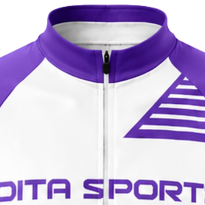 Maillot de cyclisme violet et blanc à manches courtes avec fermeture éclair sur le devant, respirant, pour course cycliste, vêtements de cyclisme professionnels, personnalisable pour équipes sportives - Product Image 3
