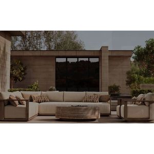 Sillón de exterior Velmora The Langham de madera de teca maciza, muebles de lujo para hoteles, resorts, patios y jardines. - Product Image 4