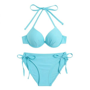 Nuevo Bikini de Dos Piezas para Mujer, Modelo 2026, Sexy, de Nailon Sólido, con Cuello Halter, Traje de Baño para Playa - Product Image 5