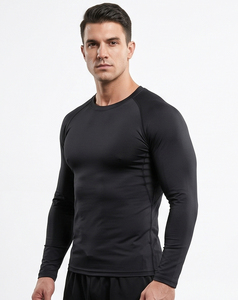 T-shirt de compression pour homme à manches longues, coupe ajustée, col rond, sous-vêtement de sport amincissant pour l'entraînement - Product Image 4
