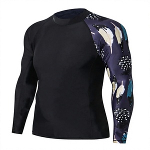 Custom Printed Design <b>Men</b> Full Sleeve Rash Guard <b>Compression</b> <b>Shirt</b> Quick Dry Printed Feather Design Sportswear - Product Image 1