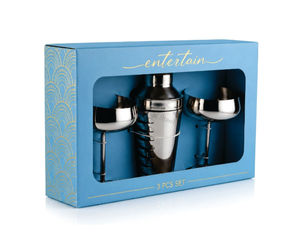 Ensemble de shaker à cocktails en acier inoxydable, avec verre mélangeur, passoire et doseur, coffret cadeau pour service de bar - Product Image 1