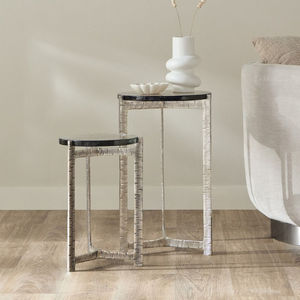 Modern Metal <b>Nesting</b> Coffee <b>Tables</b> With Tempered Glass Tops Contemporary Living Room Furniture - Product Image 6