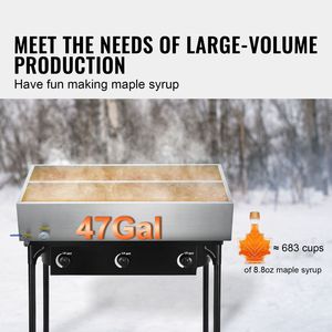 Pentola Industriale da 47 Galloni con Evaporatore Piatto e Termometro, 1 Valvola, 3 Zone di Riscaldamento per Evaporazione di 683 Tazze di Sciroppo d'Acero da 8,8 oz - Product Image 2