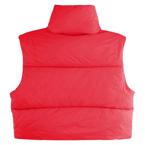 Chaleco Acolchado Rojo de Cuello Alto para Mujer, Diseño OEM/ODM, Cierre de Cremallera, Color Sólido, Informal, Corto, Relleno de Poliéster - Product Image 2
