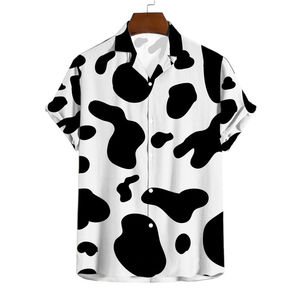Classic Button <b>Down</b> Hawaiian Men's Shirts with Tropical Floral Patterns Breathable Spandex/Polyester Fabric for Summer Wear - Product Image 1