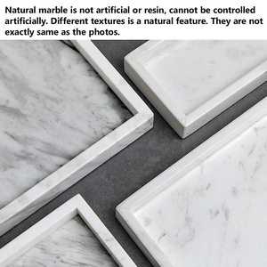 Elegant Natural Marble Tray for Kitchen <b>Bathroom</b> Vanity Stone Organizer Plate for <b>Candles</b> Soap Towels Tissues Coffee - Product Image 4