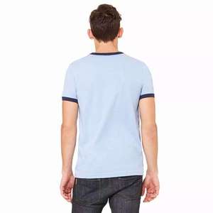 Men Ringer T Shirt 100% Cotton Contrast Collar Sleeve Custom Logo Casual Slim Fit Summer TeeClassic Ringer Style (Contrast Neck - Product Image 3
