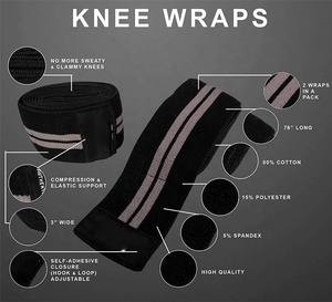 Bandeaux élastiques personnalisés OEM pour genouillères d'entraînement de gymnastique pour l'haltérophilie Genouillères de compression pour squat Genouillères professionnelles de gymnastique - Product Image 5