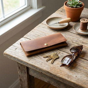 Portefeuille de luxe en cuir avec plusieurs compartiments, fermeture éclair durable, finition premium, pour le rangement de l'argent et la gestion budgétaire, en vente - Product Image 5