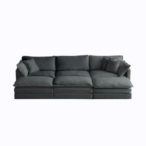 Divano Componibile a U Super Morbido e Reversibile a 6 Posti con 3 Pouf e 3 Cuscini Decorativi, Seduta Profonda e Confortevole per Soggiorno - Product Image 5