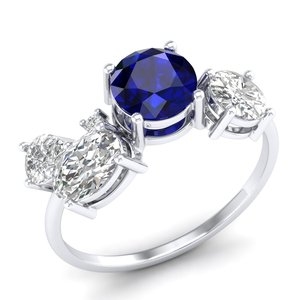 Anillos de Lujo REYES de Plata de Ley 925 con Certificado GRA, Joyería Fina de Moissanita, Corte Redondo, 2.6 Quilates, Gema de Zafiro Azul - Product Image 2
