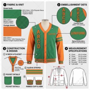 FAMU University <b>Men</b> <b>Cardigan</b> Orange Green Custom Color Logo Winter Fraternity Knitted Covered Button <b>Long</b> Sleeve Fleece <b>cardigan</b> - Product Image 4