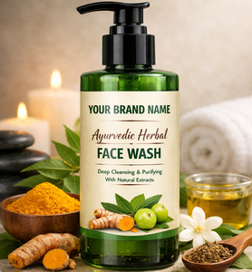 Nettoyant Visage Herbal Ayurvédique Marque Blanche OEM, Nettoyage en Profondeur, Éclaircissant, au Curcuma et à l'Aloe Vera, pour la Vente en Gros - Product Image 1