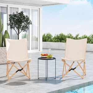 Set di 2 Sedie da Esterno in Bambù Rustico con Tasca Portaoggetti per Campeggio, Pesca, Giardino e Pranzo - Product Image 2