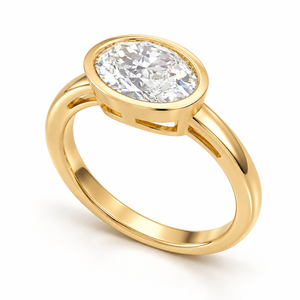 Bague solitaire ovale 2,80 carats avec serti East West, minimaliste, en or jaune 14 carats, diamant de laboratoire, bague de fiançailles, bijoux personnalisés OEM - Product Image 1