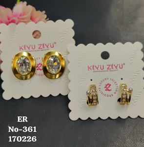 Juego de Aretes Modernos de Acero Inoxidable Chapado en Oro de Primera Calidad con Diseño de Diamantes Americanos - Product Image 2